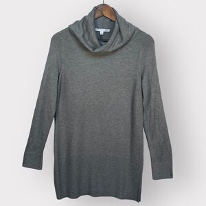 Adrienne Vittadini Tunic Sweater Women Size M Heather Gray Cowl Neck Long Sleeve